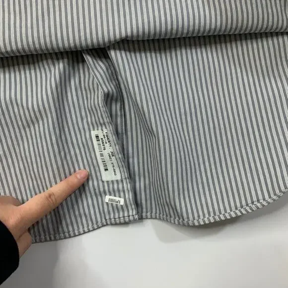 J Crew Shirt Mens XL Gray White Cotton 80s 2Ply Haberdashery Striped Button Down - Picture 8 of 11